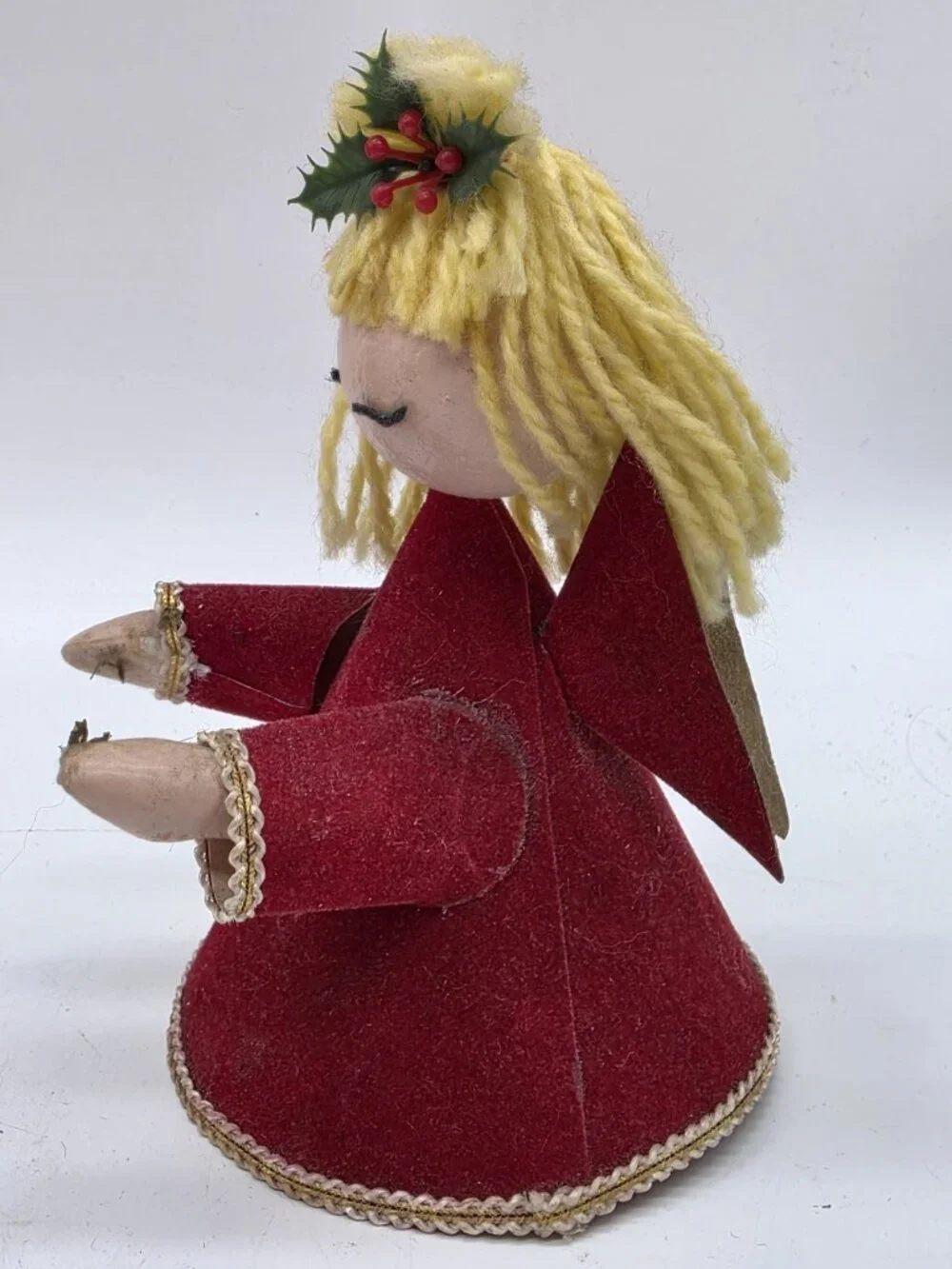 Vintage 1960s Angel Pair MCM Kitschy Christmas Decor Cone Body Handmade Holiday